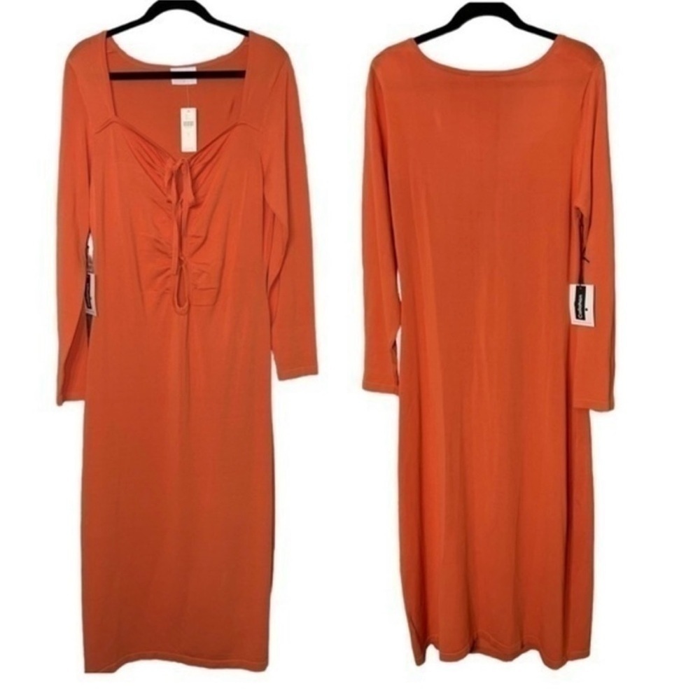 Anthropologie Orange Midi Dress - Picture 2 of 12